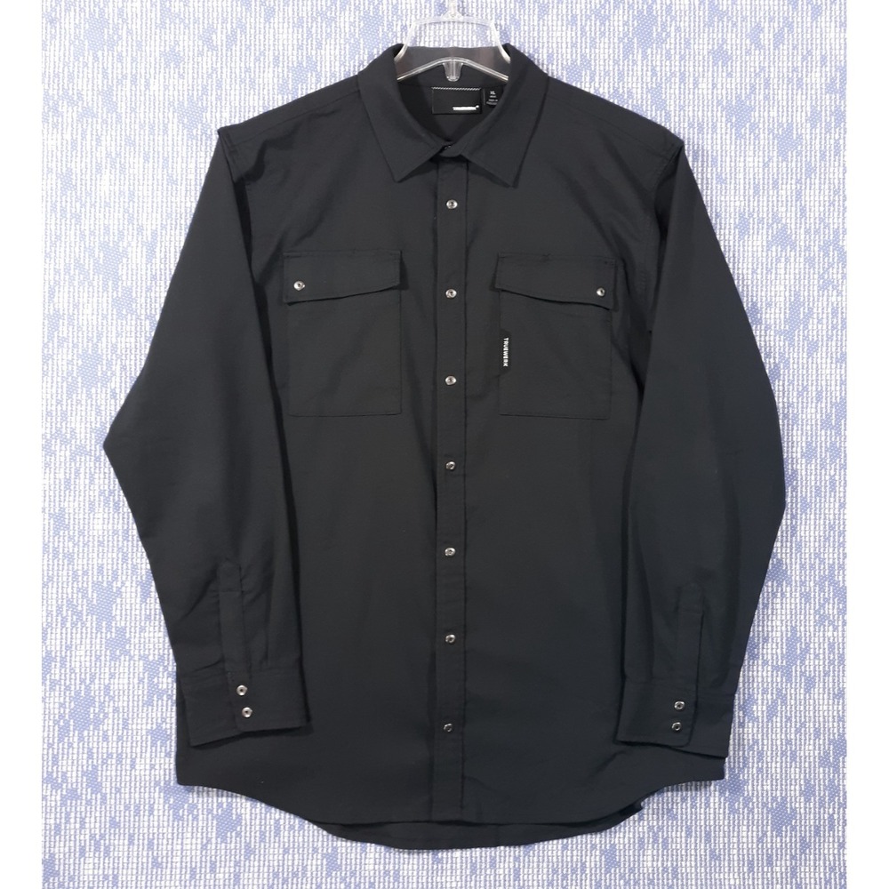 Truewerk Shirt Mens XL Black Workwear Button Up Snap Pockets Heavyweight